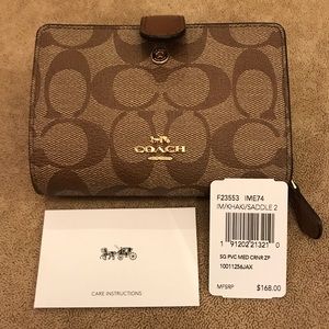 Coach Medium Corner Zip Wallet in Signature Canvas